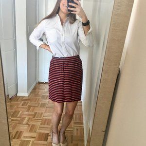 J. Crew Red & Navy Striped Paper Bag Skirt
